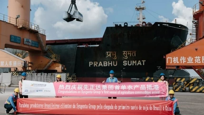 1º cargueiro de soja da Syngenta chega à China