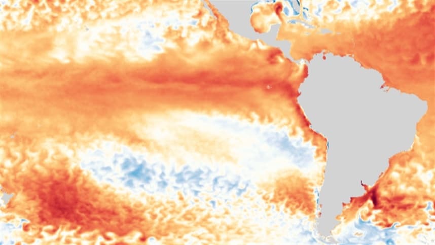Anomalias de temperatura da superfície do mar no Pacífico tropical