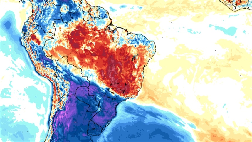 Massa de ar polar deve avançar até os estados de MT, MS e SP